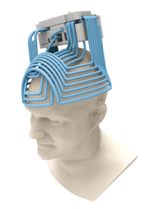 Illustration of wearing the Deep TMS™ device